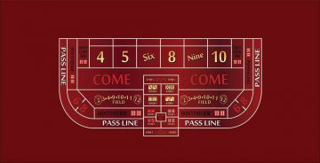 6ft x 62in Craps Single Layout Burgundy (Billiard Cloth)